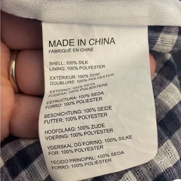 CLUB MONACO XS 100% SILK Gingham Open Tie-Back crop blouse - Picture 5 of 6